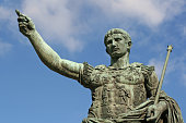 Green stone statue of Caesar Augustus in Rome, Italy