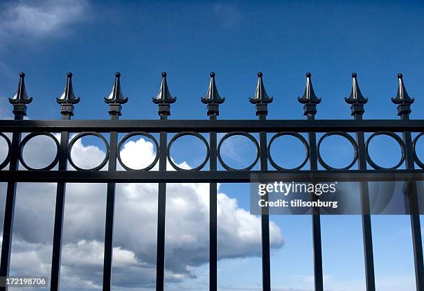 iron fence - metal fence stock pictures, royalty-free photos & images