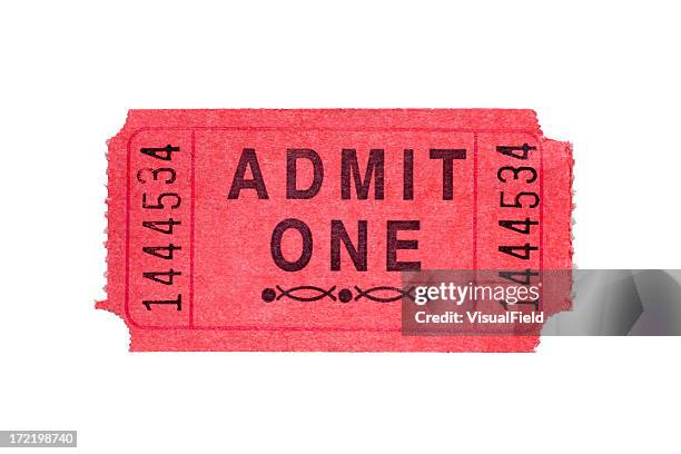 red admission ticket - ticket stockfoto's en -beelden