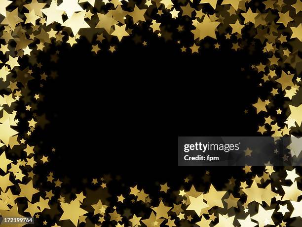 stars frame - gold black background stock pictures, royalty-free photos & images