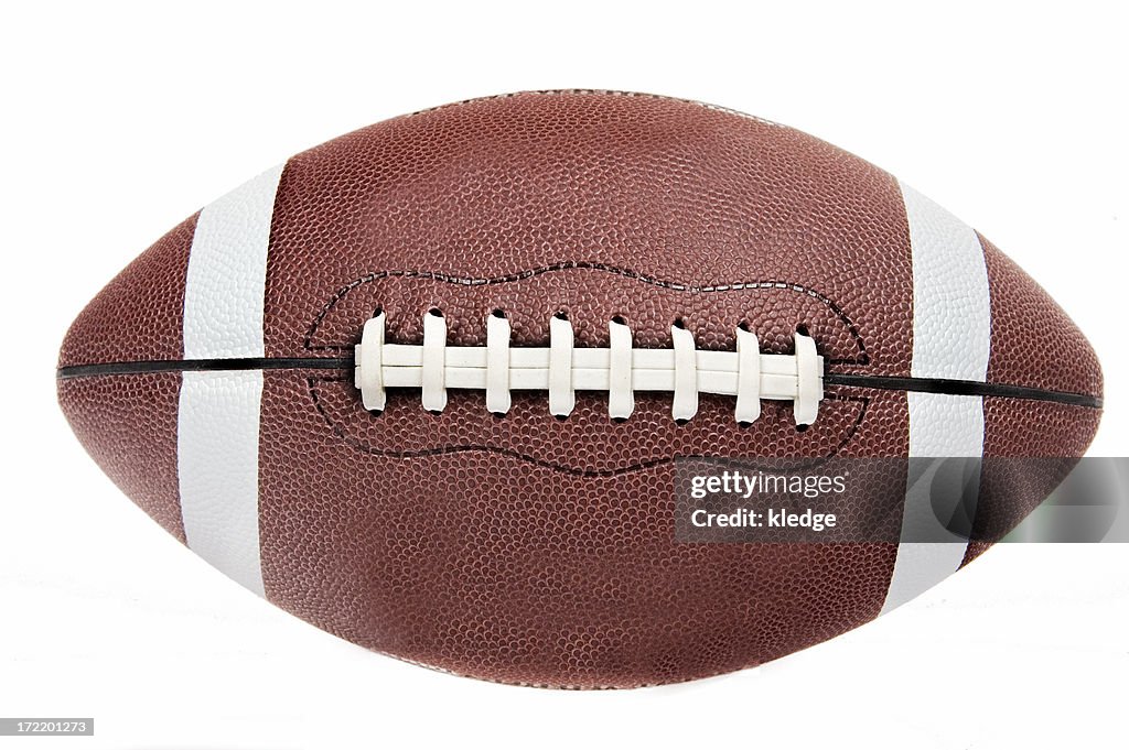 American football ball on white background