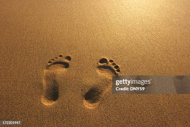 footprints - fußabdruck stock-fotos und bilder