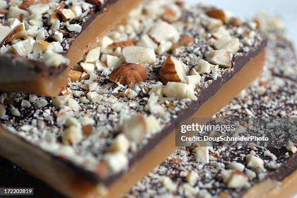 chocolate almond toffee - toffee stock pictures, royalty-free photos & images