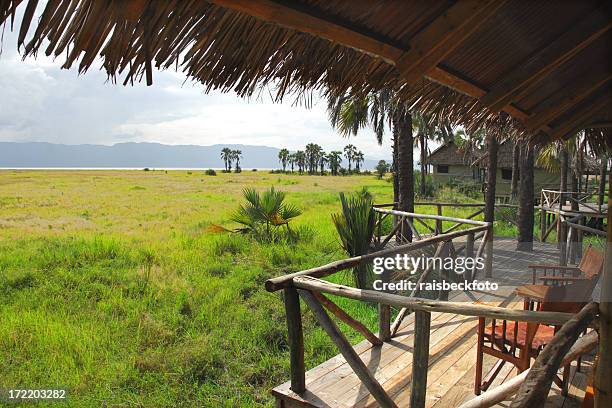 tented safari lodge overlooking lake manyara national park - arusha region stock pictures, royalty-free photos & images