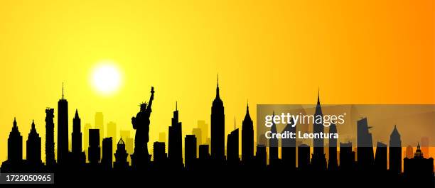 new york city skyline (all buildings are moveable and complete) - nyc silhouette stock illustrations