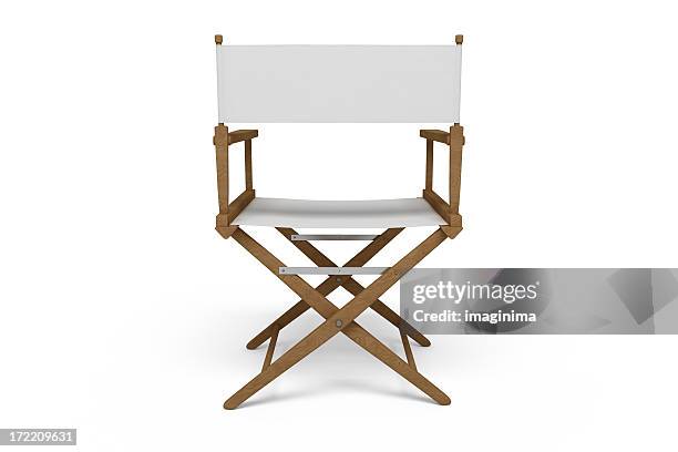 backside of a director's chair - wooden / white (isolated) - associate producer stock pictures, royalty-free photos & images