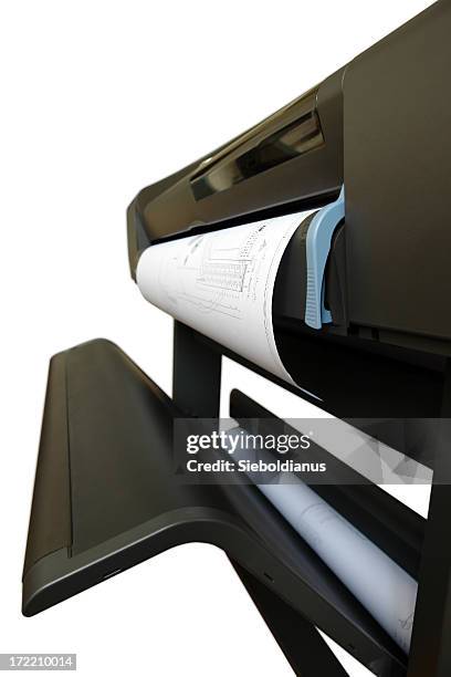 plotter / printer isolated on white background. - large printer stock pictures, royalty-free photos & images