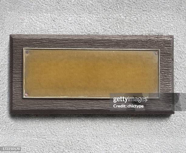 bronze plate - metal sign stock pictures, royalty-free photos & images