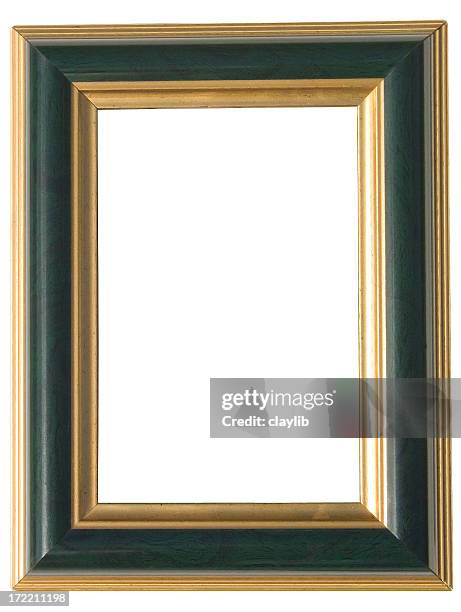 green and gold art frame: with clipping path - film frame stock pictures, royalty-free photos & images
