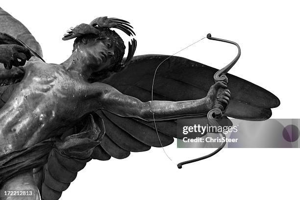 the cupid eros statue in piccadilly circus, london - archery bow stock pictures, royalty-free photos & images