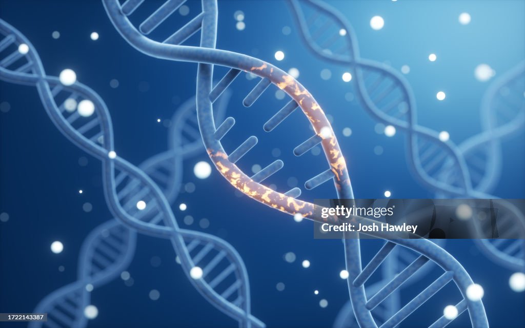 Science biotechnology DNA chromosome, 3D rendering