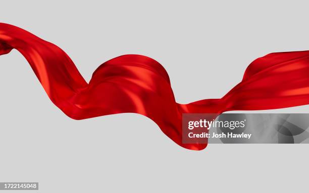 red silk fabric, red cloth material flying in the wind , 3d rendering - pañuelo rojo fotografías e imágenes de stock