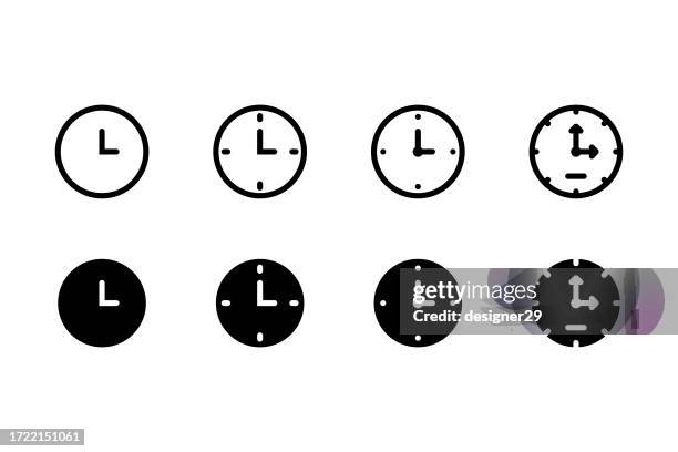 clock and time icon set. - long time stock illustrations