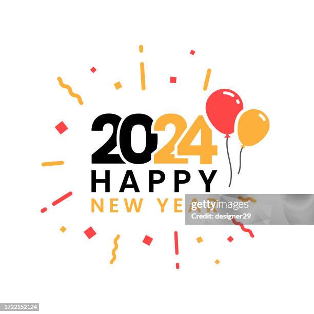 happy new year 2024 vector design on white background. - confetti explosion stock illustrations