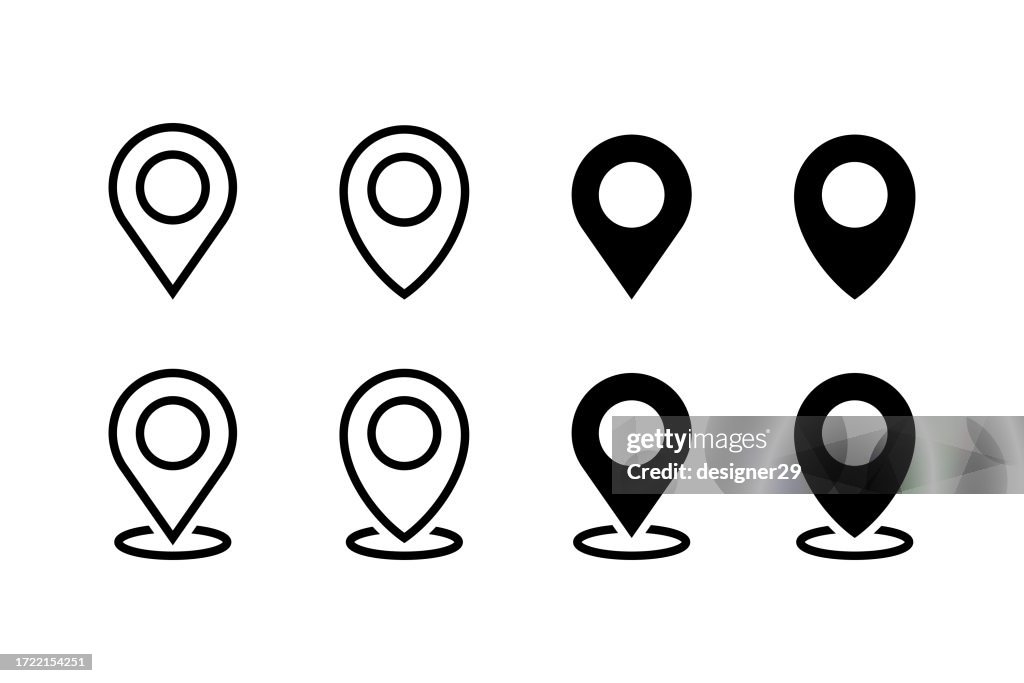 Location and Map Pin Icon Set Vector Design.