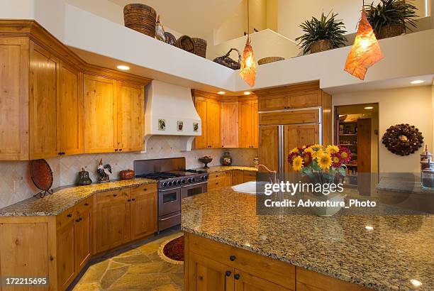 modern luxury kitchen - polished granite stock pictures, royalty-free photos & images