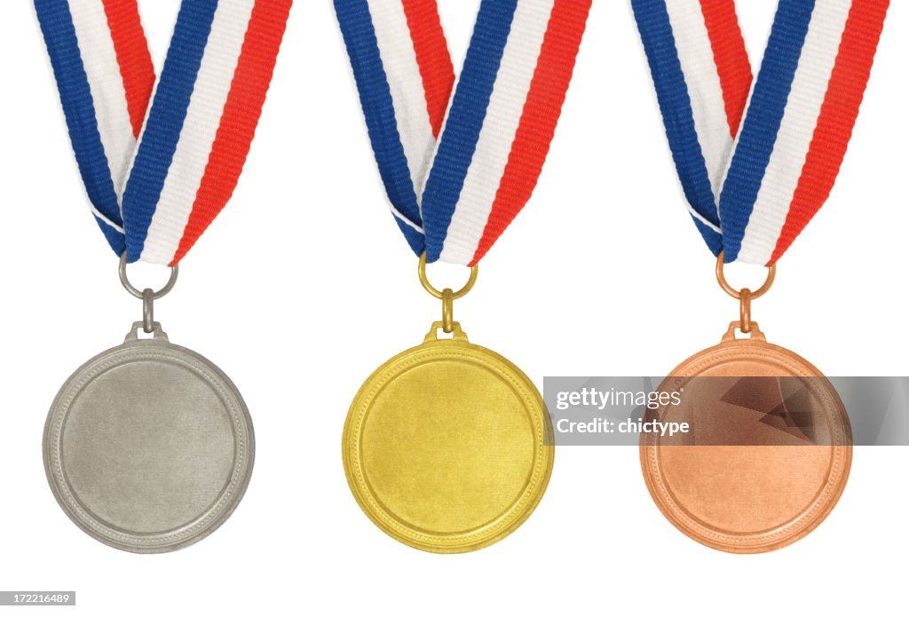 – conjunto de medalhas de ouro, prata e Bronze