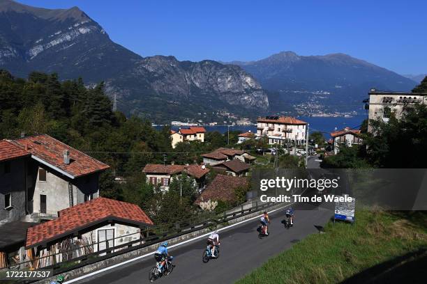 General view of Nicolas Prodhomme of France and Ag2R Citroen Team, Nicola Conci of Italy and Team Alpecin-Deceuninck, Samuele Battistella of Italy...