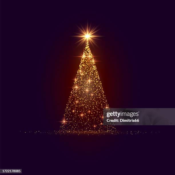 stockillustraties, clipart, cartoons en iconen met magic christmas tree on dark background - kerstboom