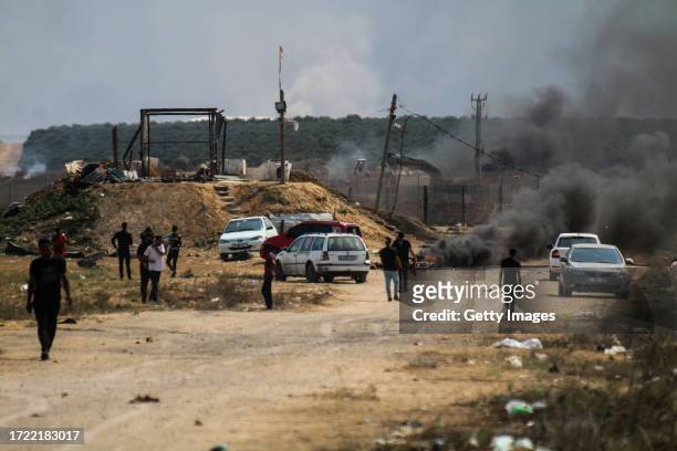 Bicycle was targeted and two young Palestinian militants were killed near the border fence between the Gaza Strip and Israel on October 7, 2023 in...