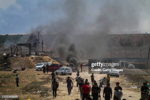 Bicycle was targeted and two young Palestinian militants were killed near the border fence between the Gaza Strip and Israel on October 7, 2023 in...