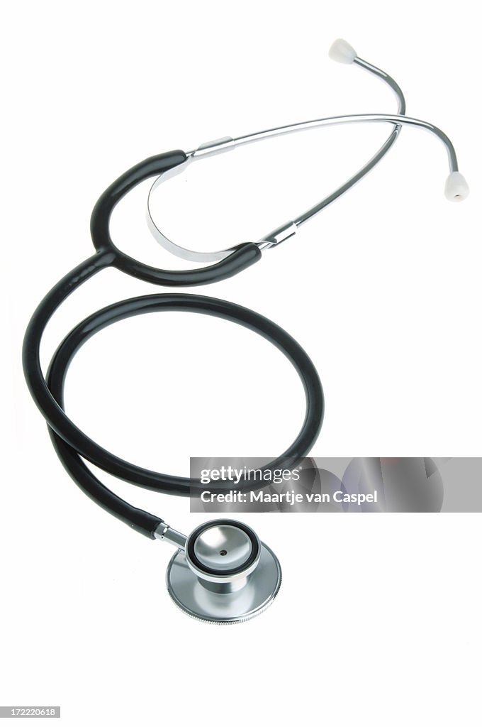 Single stethoscope on a white backdrop