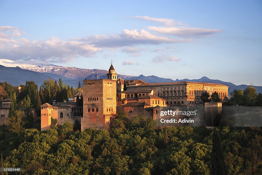 Alhambra in Granada at twilight. One the 7 New Wonders