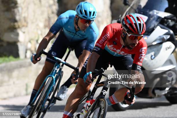 Thomas De Gendt of Belgium and Team Lotto Dstny competes in the breakaway during the 117th Il Lombardia 2023 a 238km one day race from Como to...