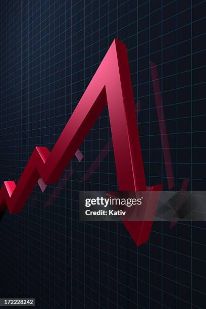 market crash - arrow down stock pictures, royalty-free photos & images