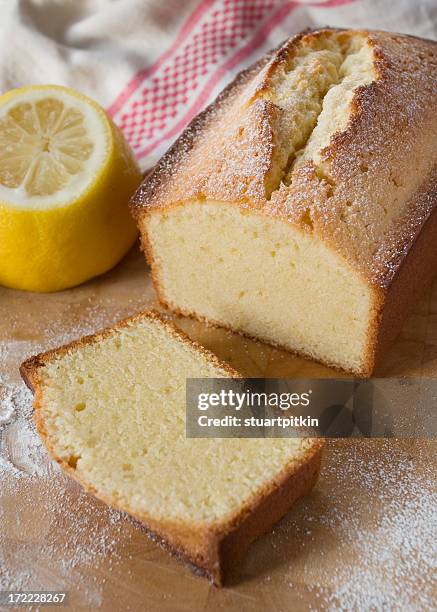 lemon flavoured pound cake. - sponge cake stock pictures, royalty-free photos & images