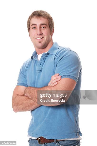 casual male in blue - macho stock pictures, royalty-free photos & images