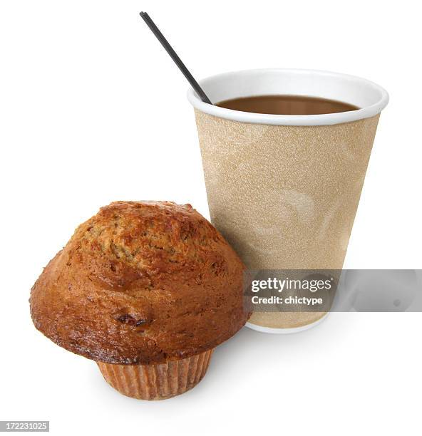 breakfast on the go - muffin stockfoto's en -beelden