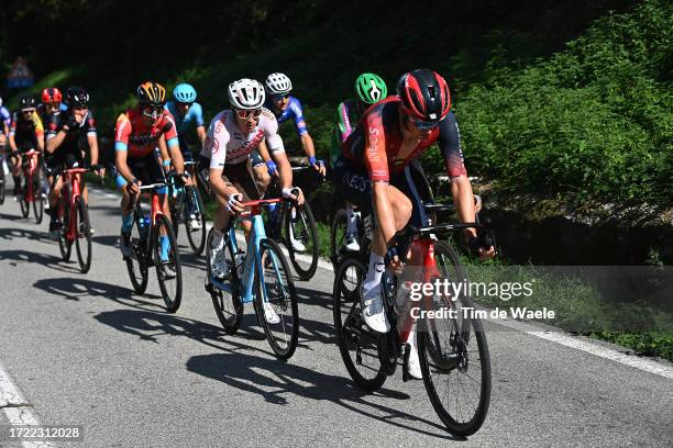 Nicolas Prodhomme of France and Ag2R Citroen Team and Ben Swift of Great Britain and Team INEOS Grenadiers compete in the breakaway during the 117th...