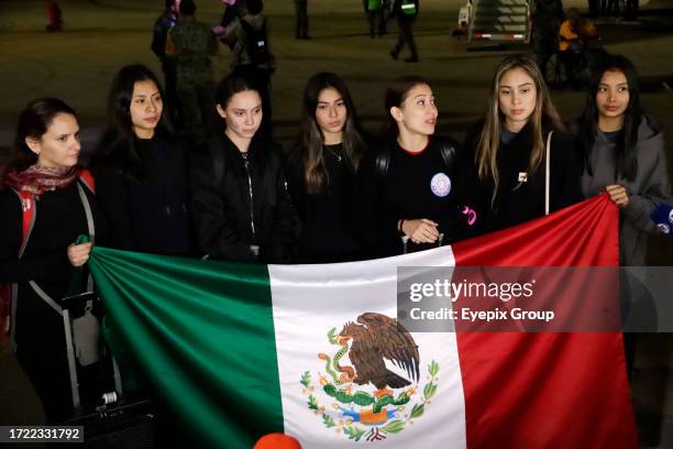 October 11 Municipality of Zumpango, State of Mexico, Mexico: Members of the Mexican Rhythmic Gymnastics team upon landing from Israel at the Santa...