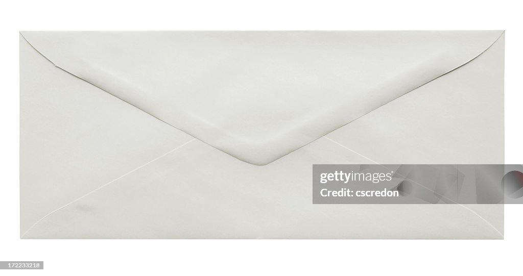 A empty white envelope on a white background