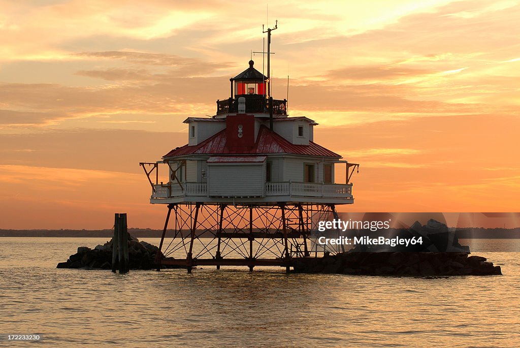 Thomas Point-Leuchtturm bei Sonnenuntergang