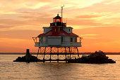 Thomas point lighthouse during a colorful sunset