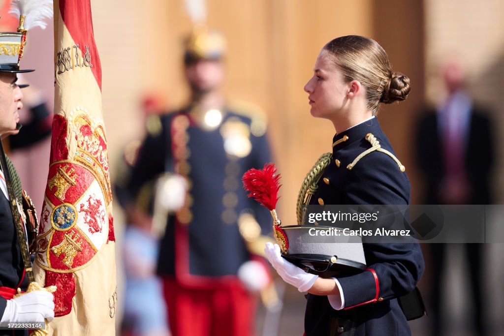 Princess Leonor Swears Allegiance To The Flag At Zaragoza Military Academy