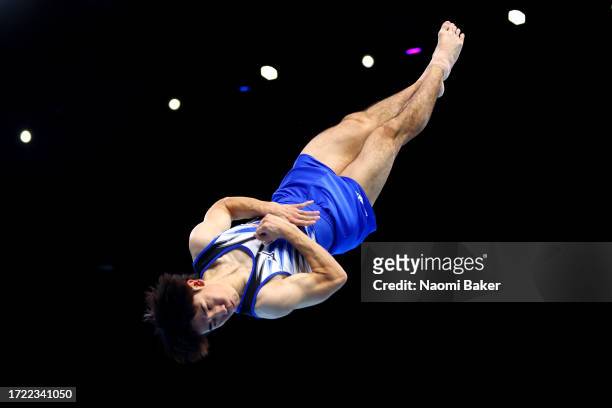 Kazuki Minami of Team Japan competes during the Men's Floor Exercise Final on Day Eight of the 2023 Artistic Gymnastics World Championships at...