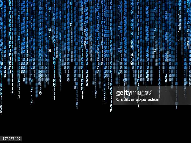 binary code - black background technology stockfoto's en -beelden