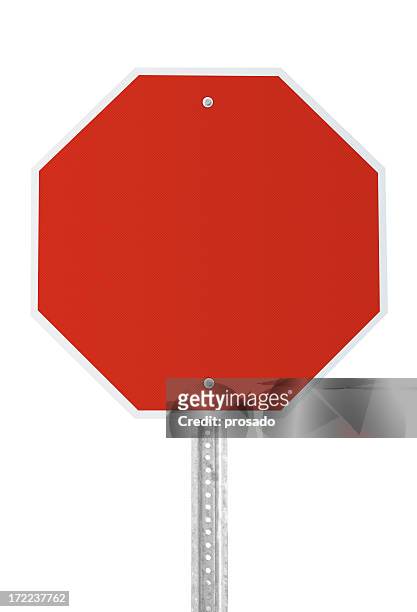señal de stop blanco con trazado de recorte - stop fotografías e imágenes de stock