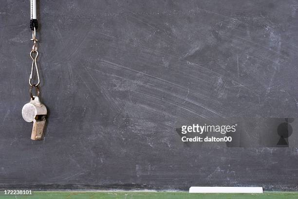 blackboard coach - whistle blackboard stock pictures, royalty-free photos & images