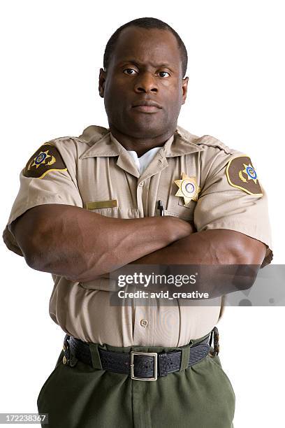 isolated portraits-african american law enforcement officer - sheriff deputies stock pictures, royalty-free photos & images