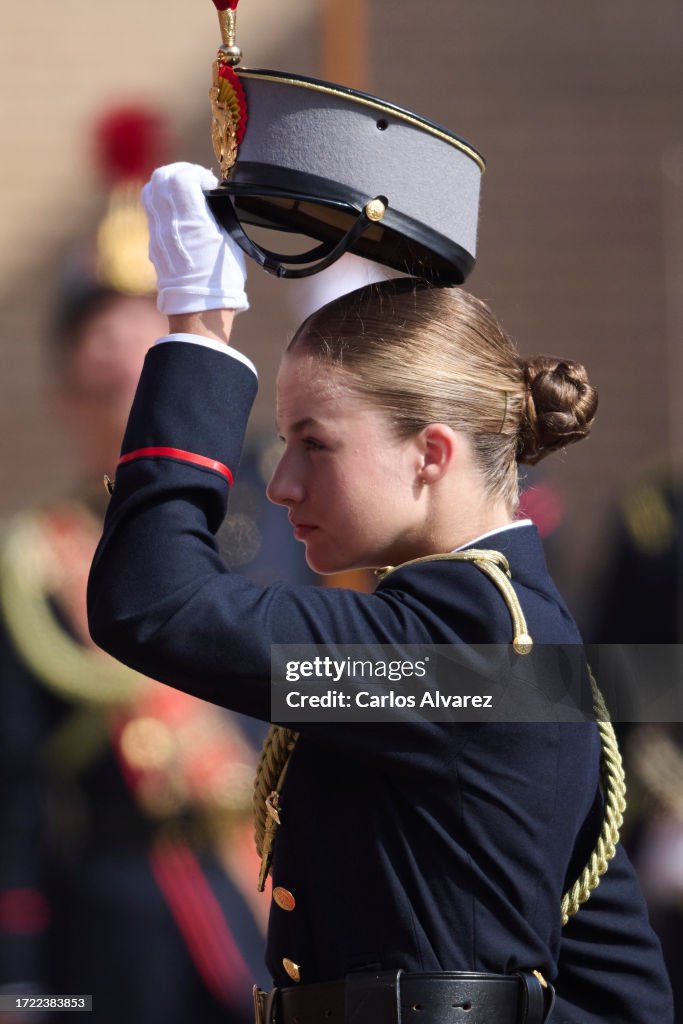 Princess Leonor Swears Allegiance To The Flag At Zaragoza Military Academy
