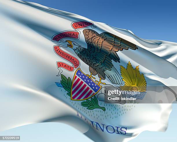 flag of illinois - illinois stock pictures, royalty-free photos & images