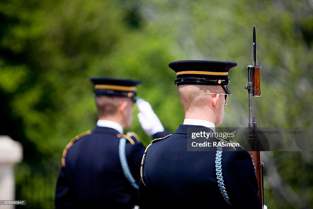 Honor guard posted at a funeral