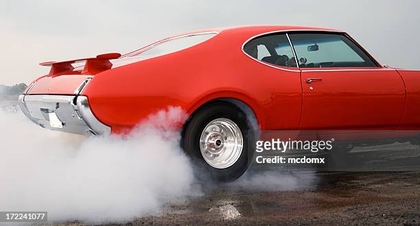 burning rubber! - stock photo car chrome bumper stock pictures, royalty-free photos & images