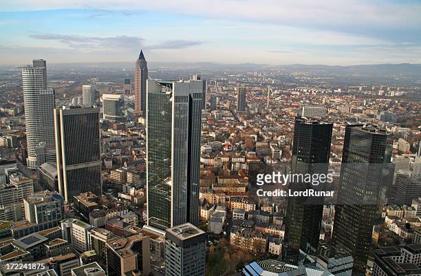 modern city aerial view ii - messeturm frankfurt stock pictures, royalty-free photos & images