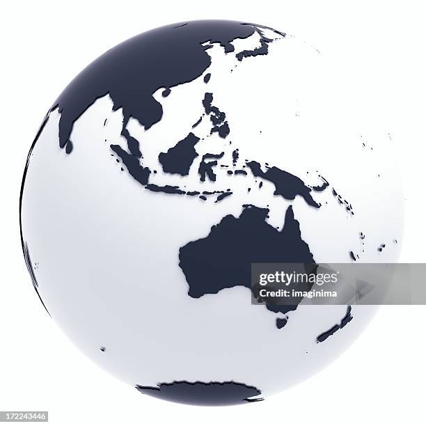 globe serie: plata ii-oceanía (con trazado de recorte - asia pacific map fotografías e imágenes de stock