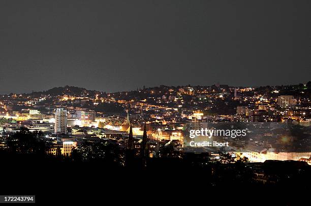 stuttgart at night - stuttgart stock pictures, royalty-free photos & images